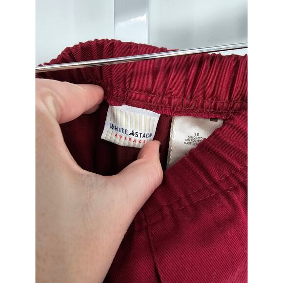 White Stag Red Cotton Blend Elastic-Waist High-Rise Twill Trouser Size 16 - Picture 3 of 5